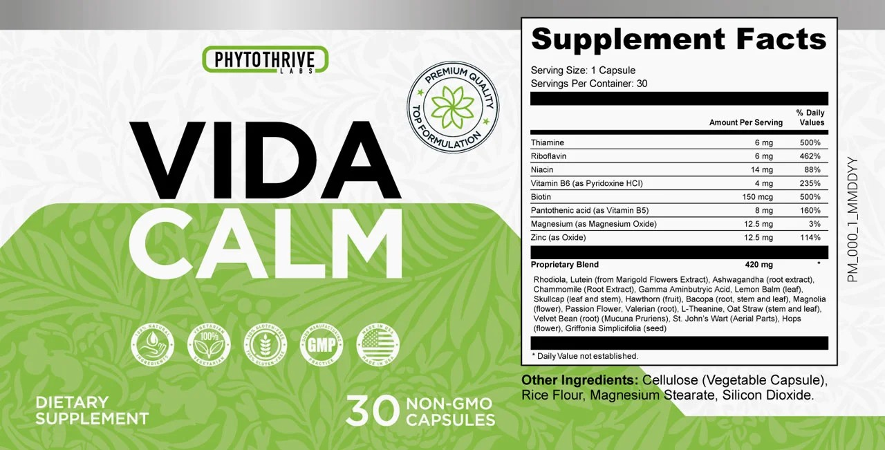 vidacalm supplement-facts